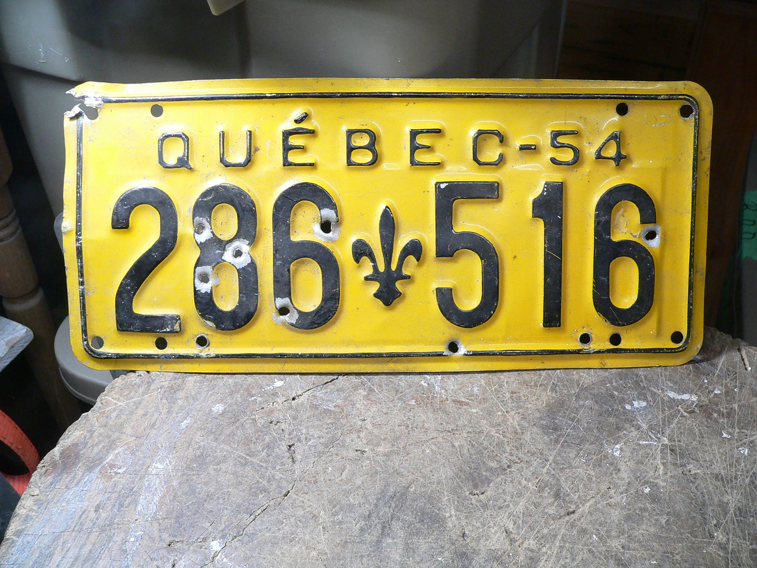 Plaque antique Québec 1954 # 10478 