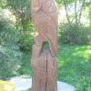 Gros totem hibou sculpter en bois # 10522 