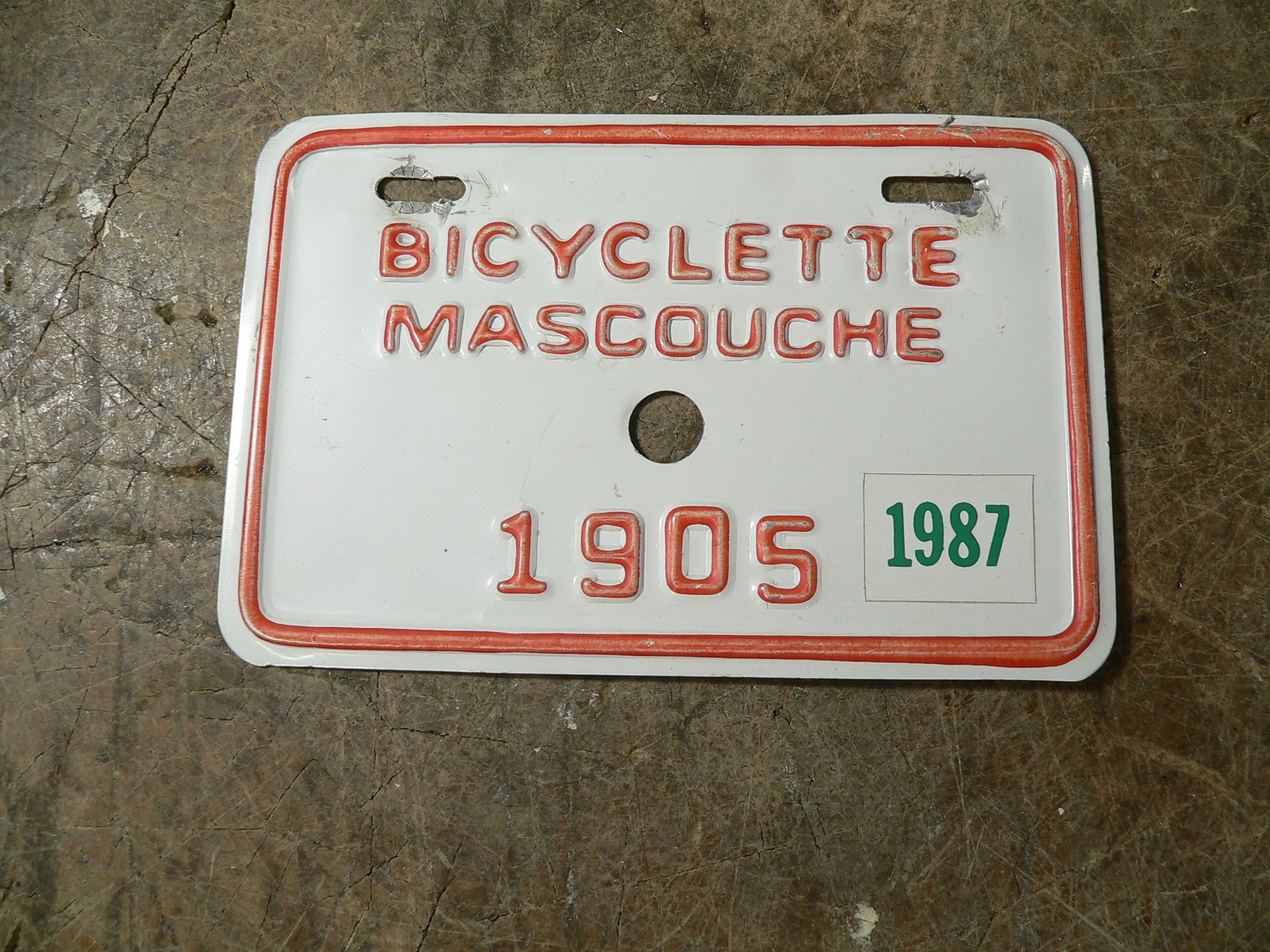 Plaque de bicyclette mascouche # 10972.10