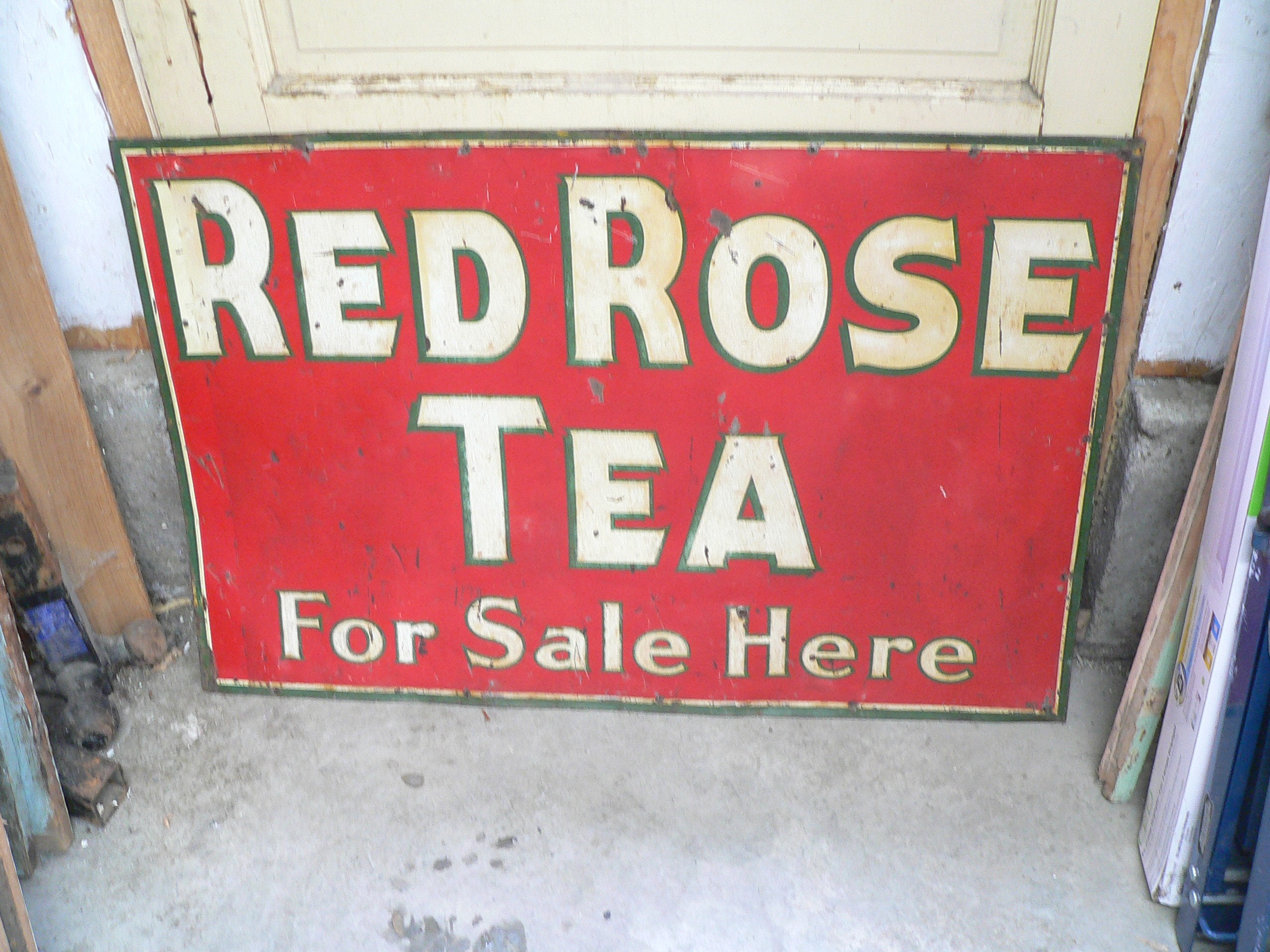 Enseigne antique red rose tea # 11077
