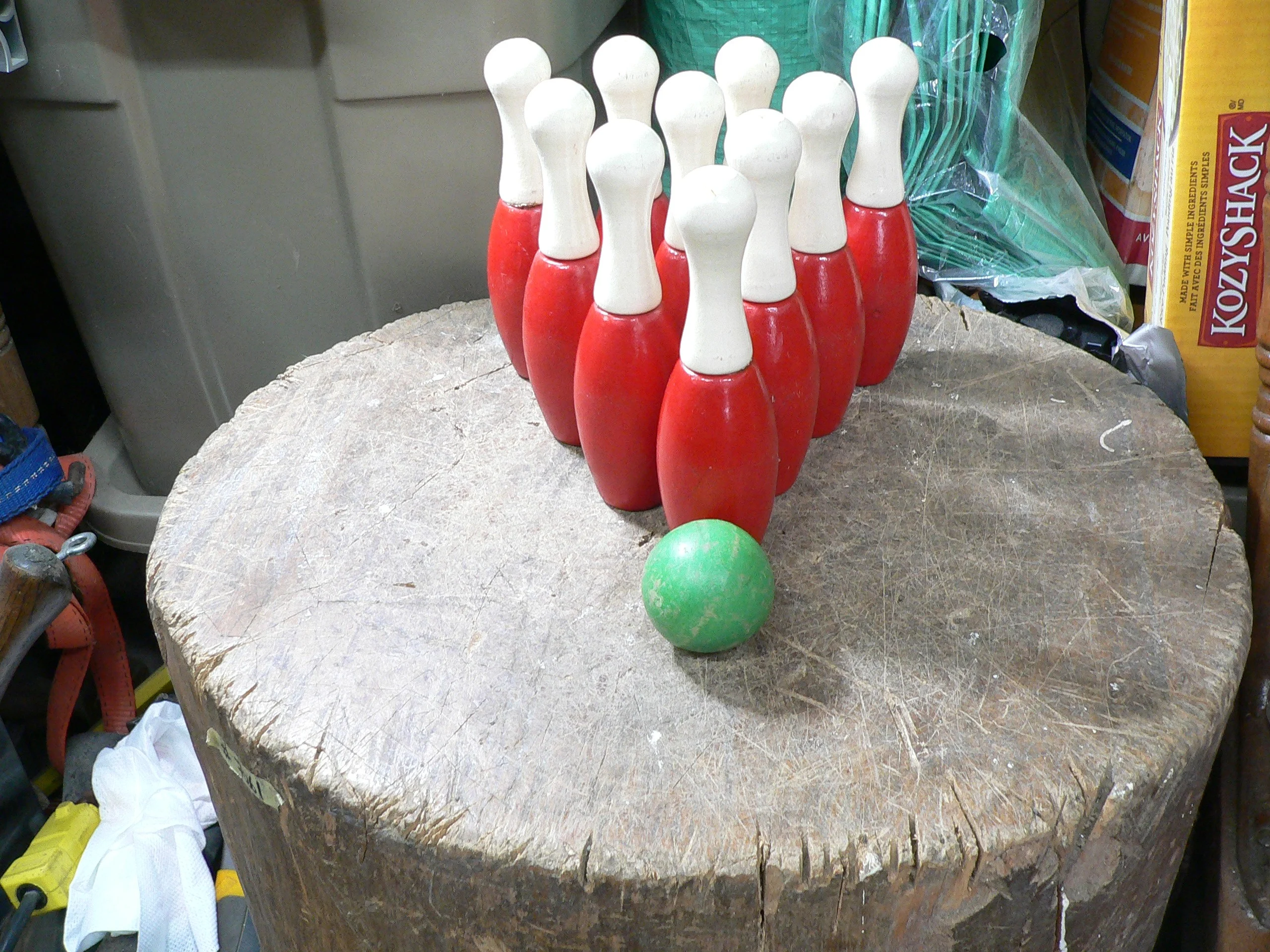 Lot de 10 quille en bois vintage # 12073