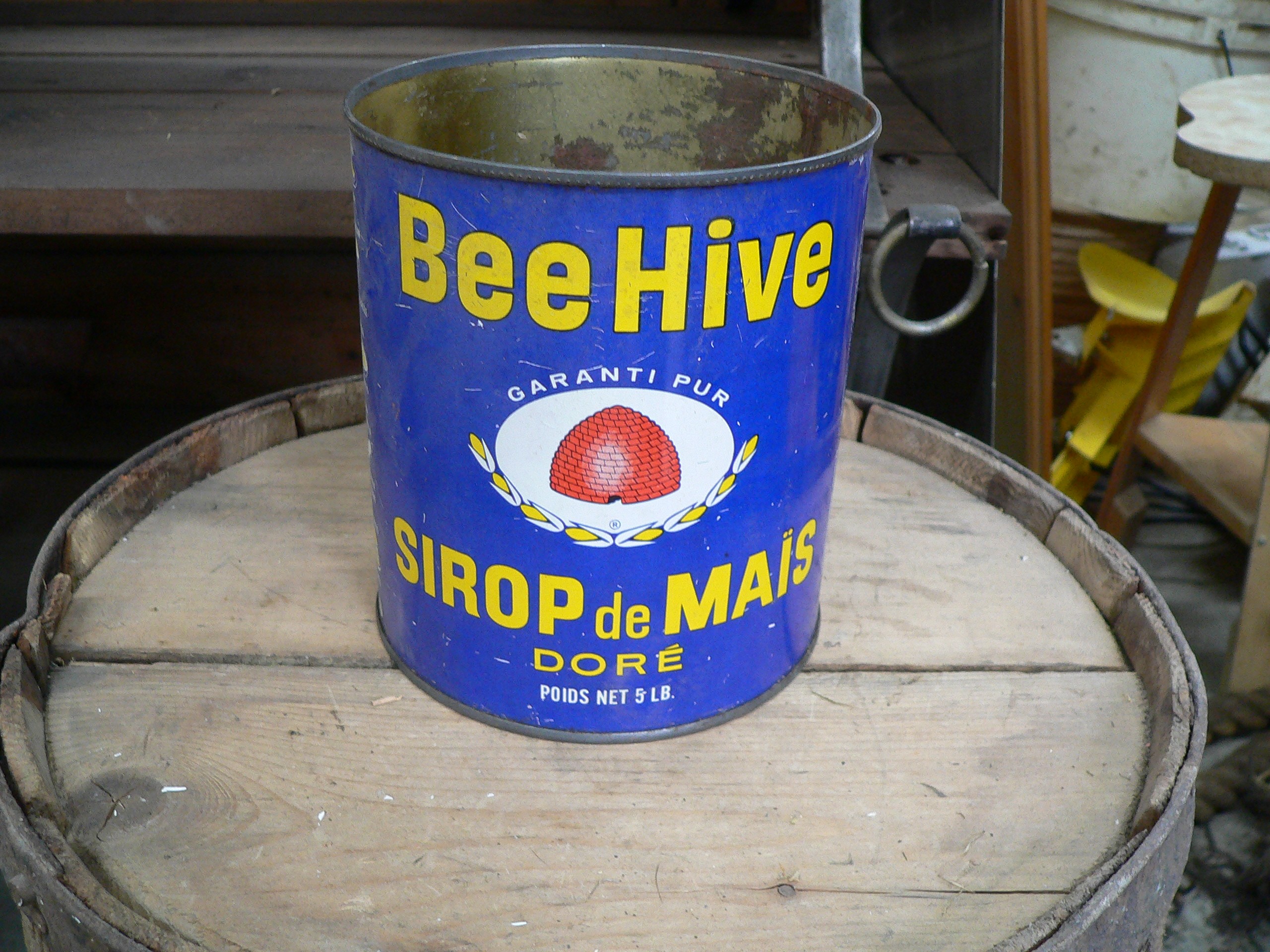 Canne de sirop de mais bee hive vintage # 7017.1