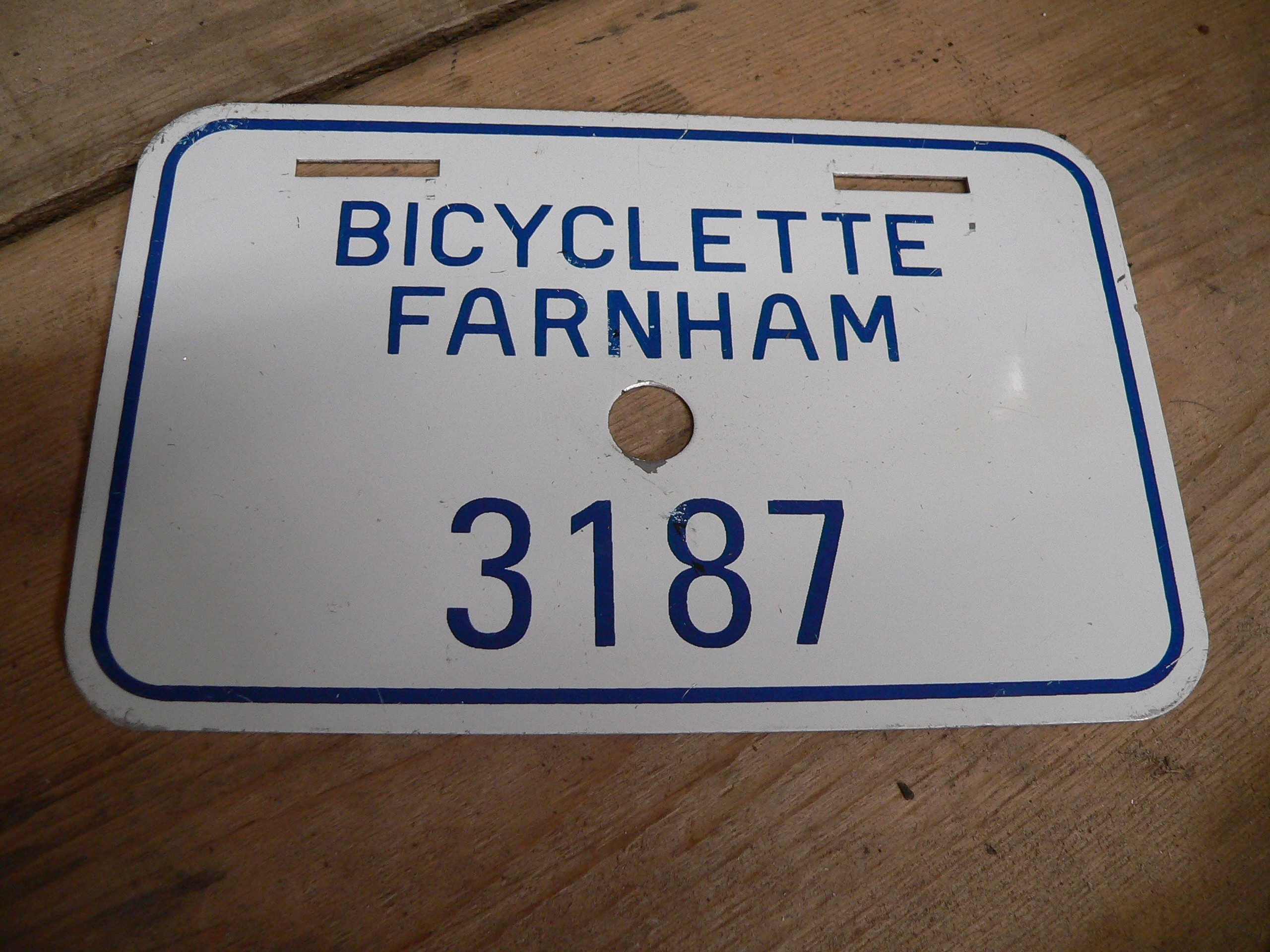 Plaque de bicyclette # 7165