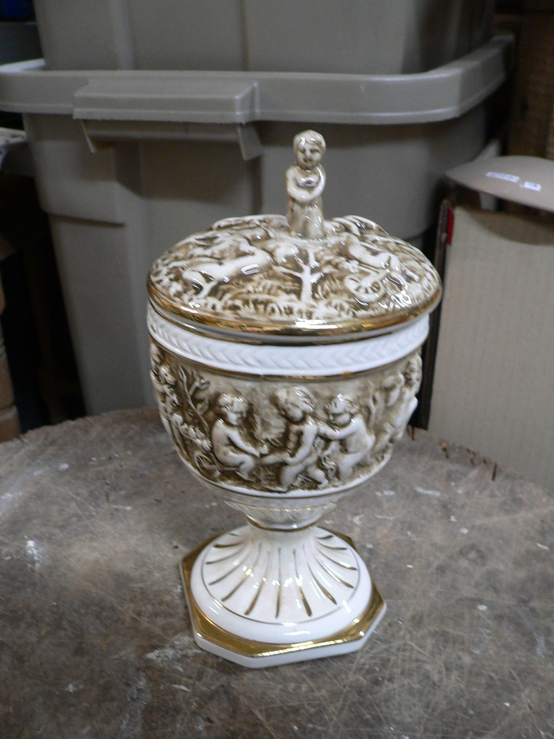 Vase avec couvercle antique capodemonte # 7511.2