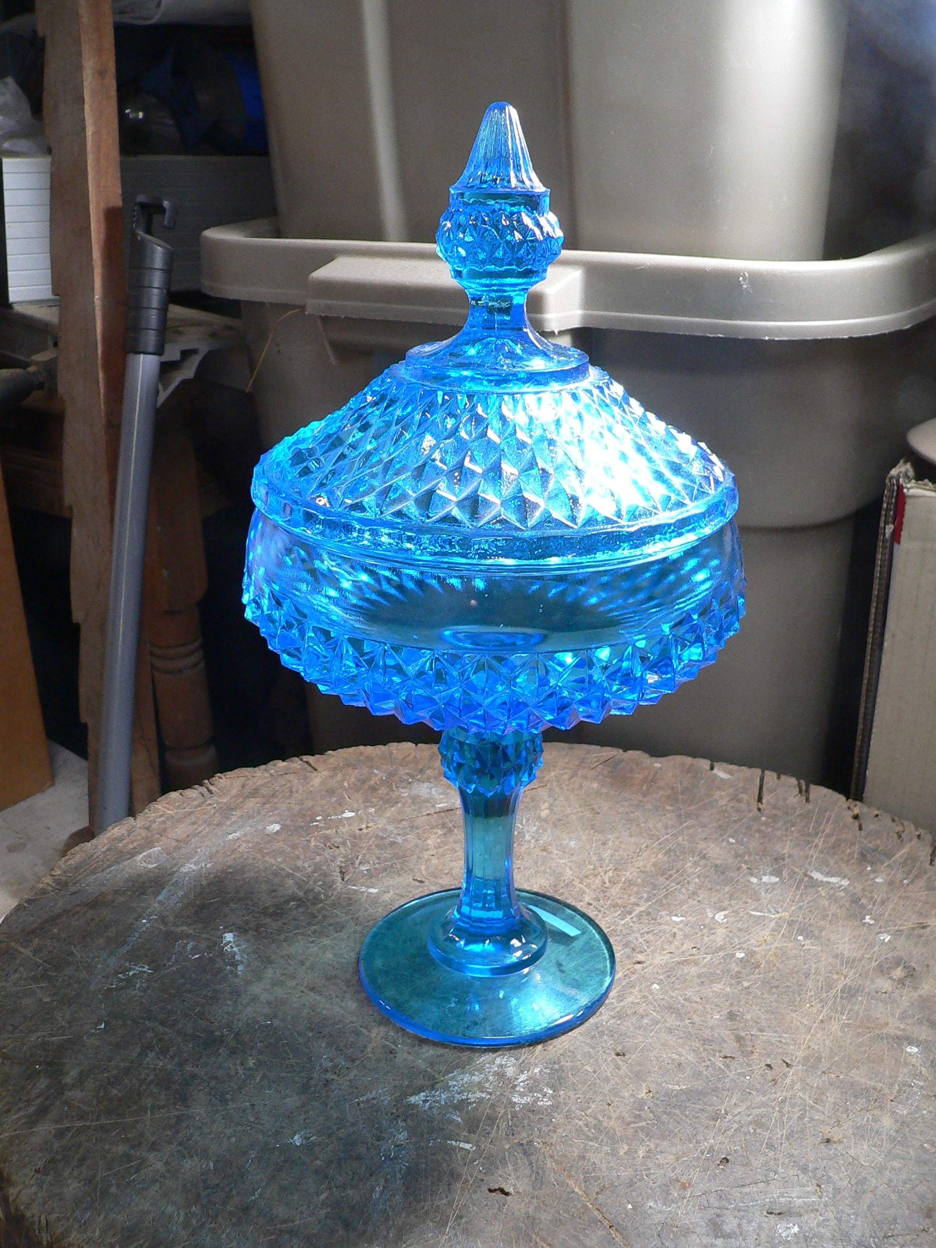 Bonbonnière vintage en crystal bleu # 7686 