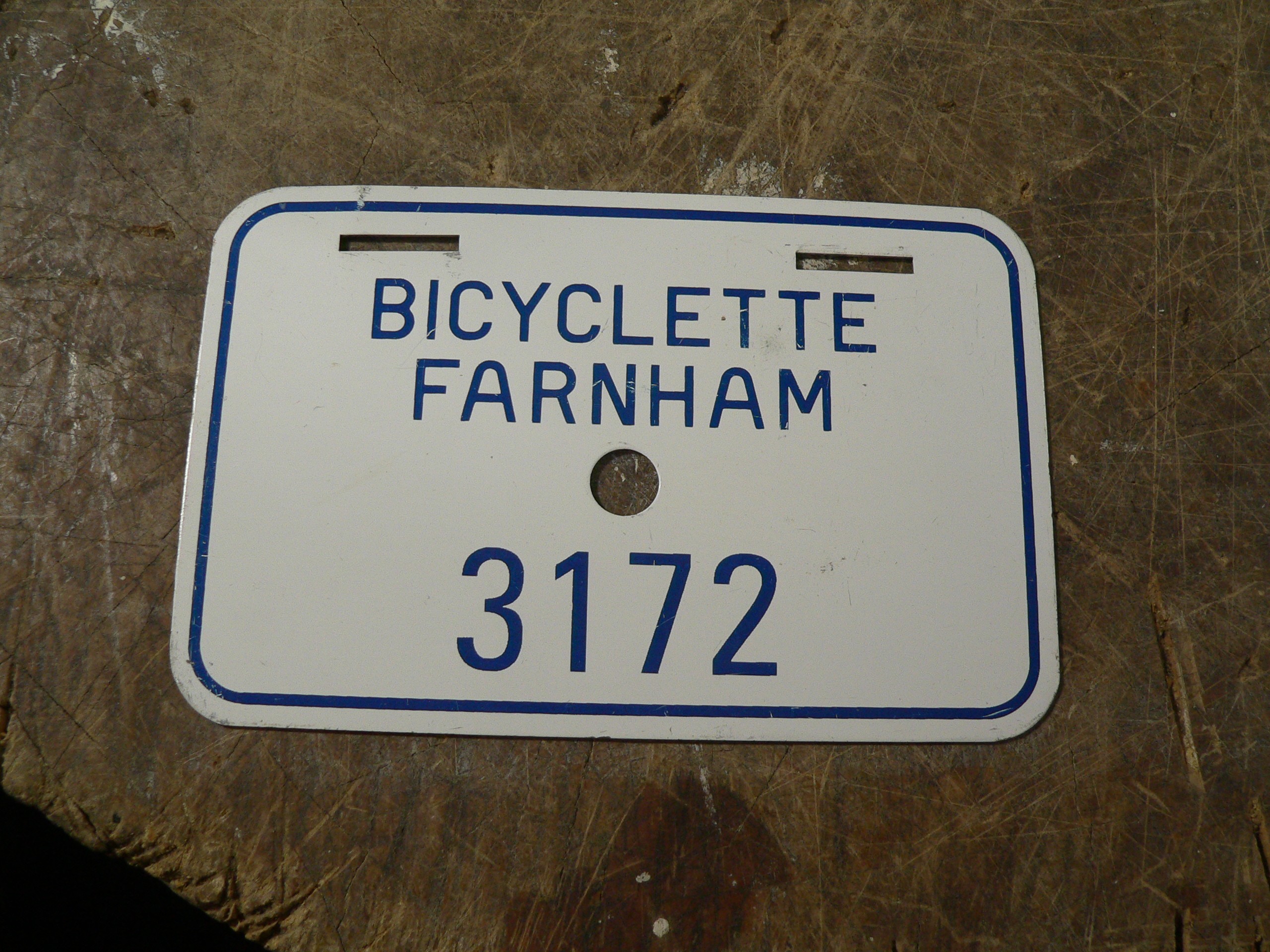 Plaque de bicyclette farnham # 7889.1
