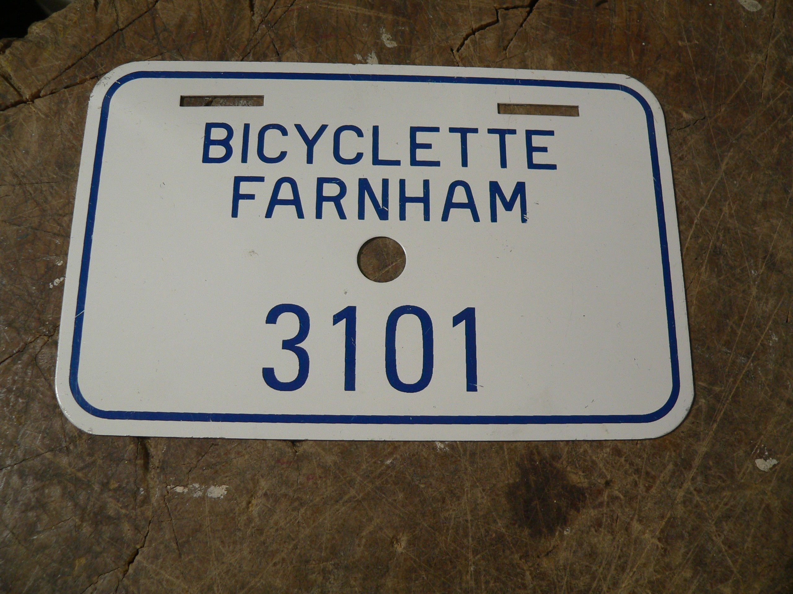 Plaque de bicyclette farnham # 7889.2