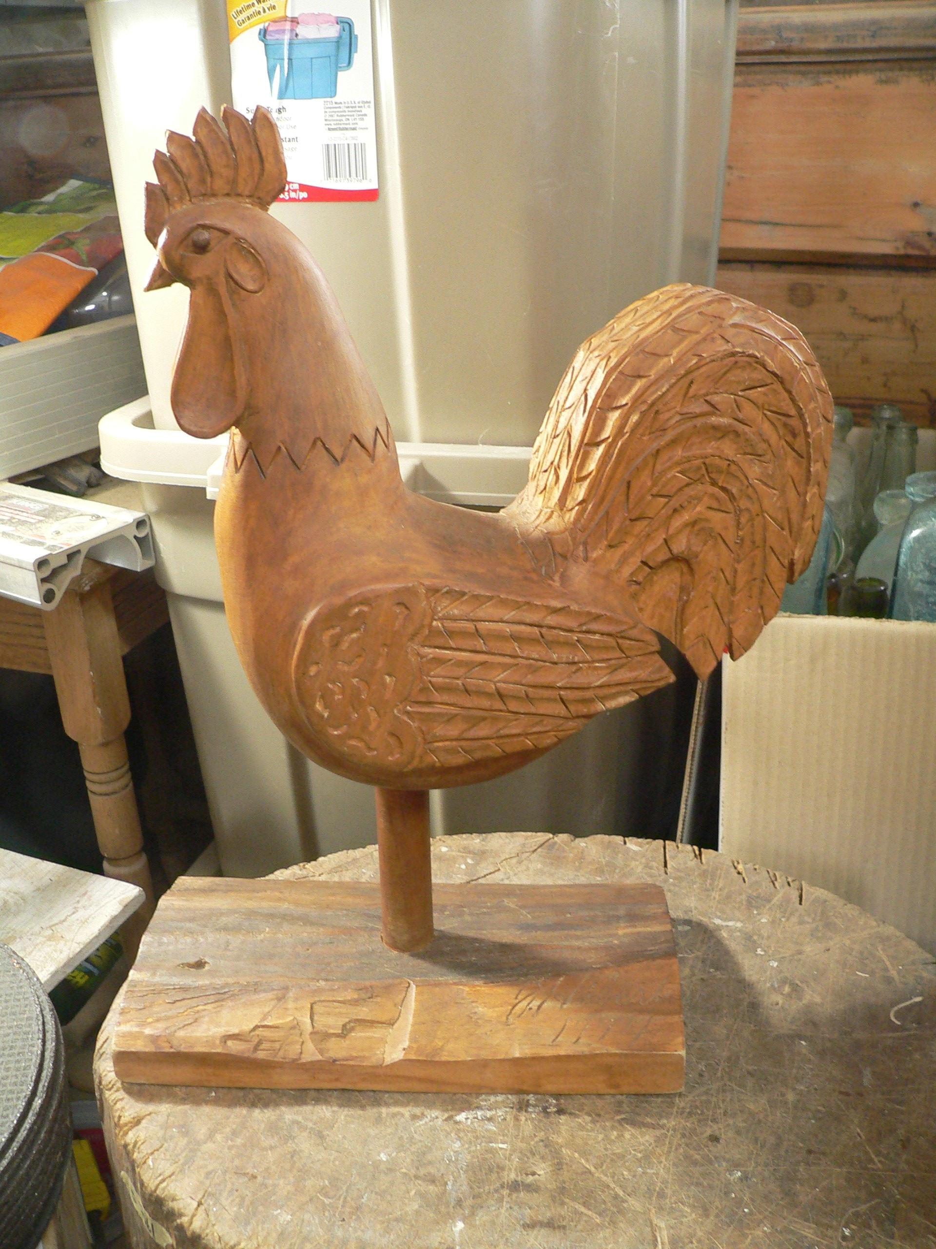 Très beau coq sculpter vintage # 8150