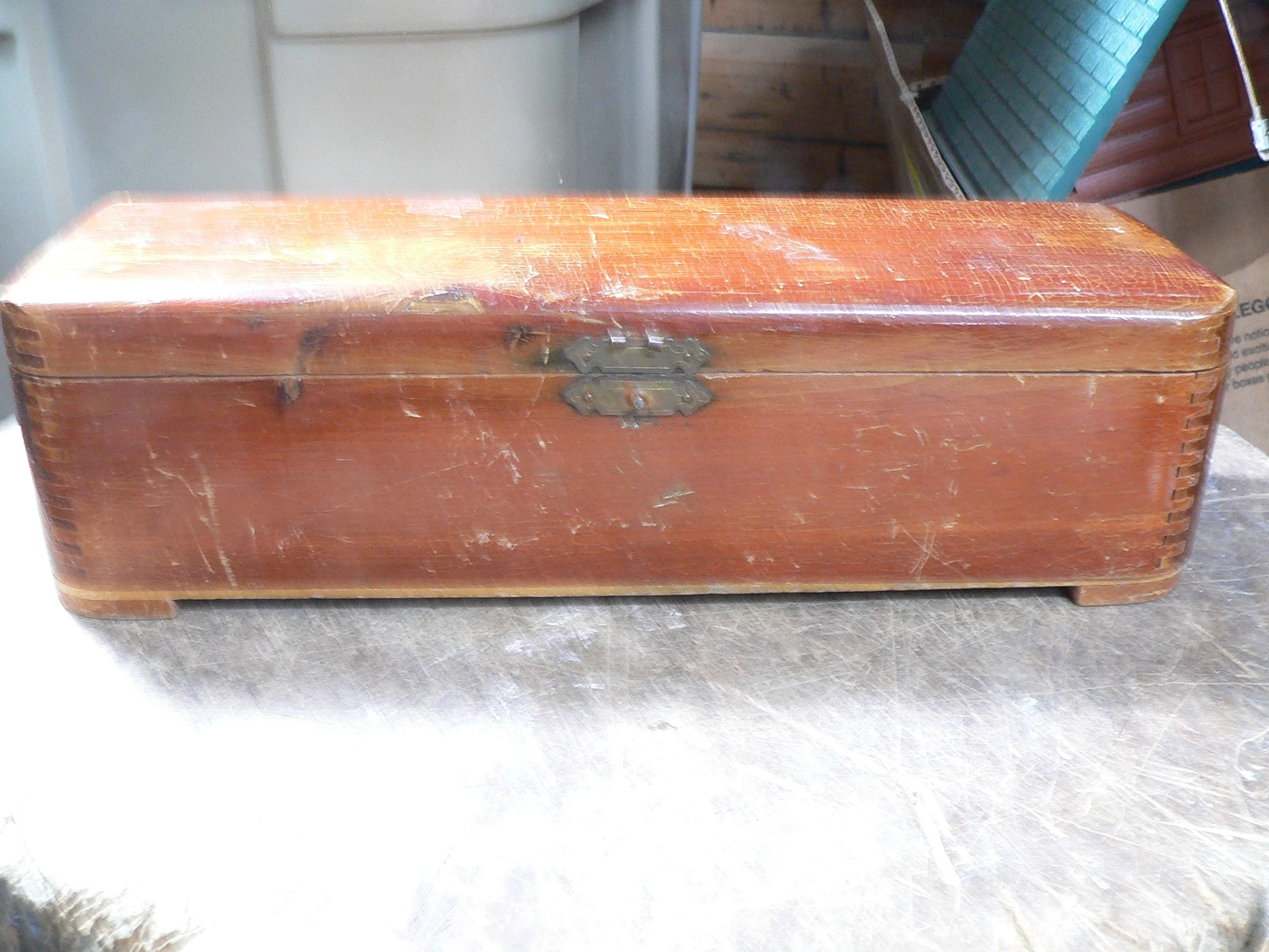 Boite antique cigare bois # 9148