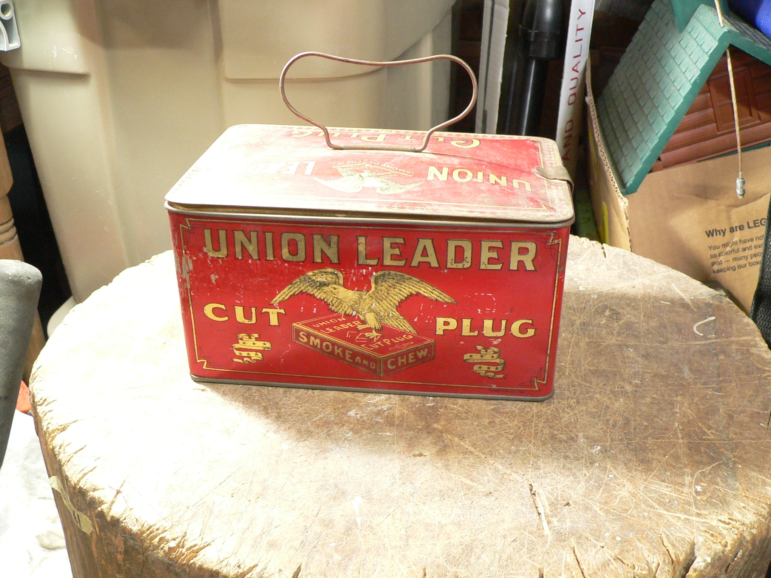 Canne antique boite a lunch union leader cut plug # 9558