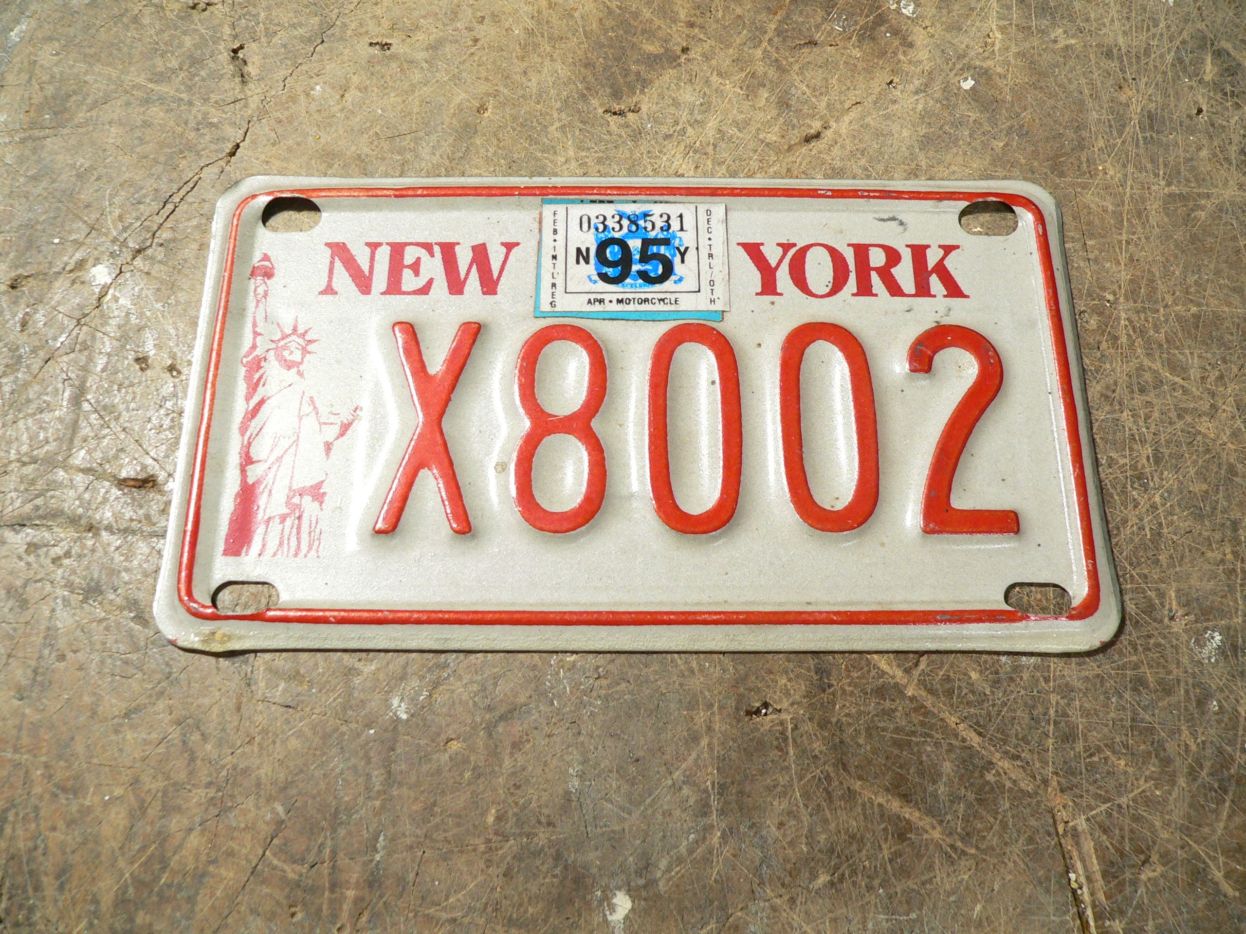 Plaque vintage moto New york # 9784 